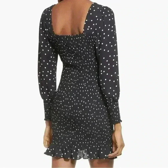 Forever 21 Women’s Polka Dot Smocked Long Sleeve Minidress Size Small - Picture 5 of 9